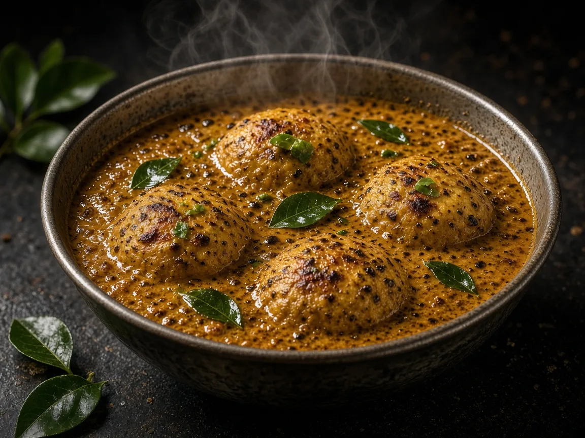Sambar vada in a steel bowl