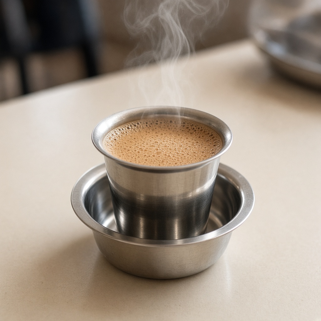 Filter coffee in a steel tumbler
